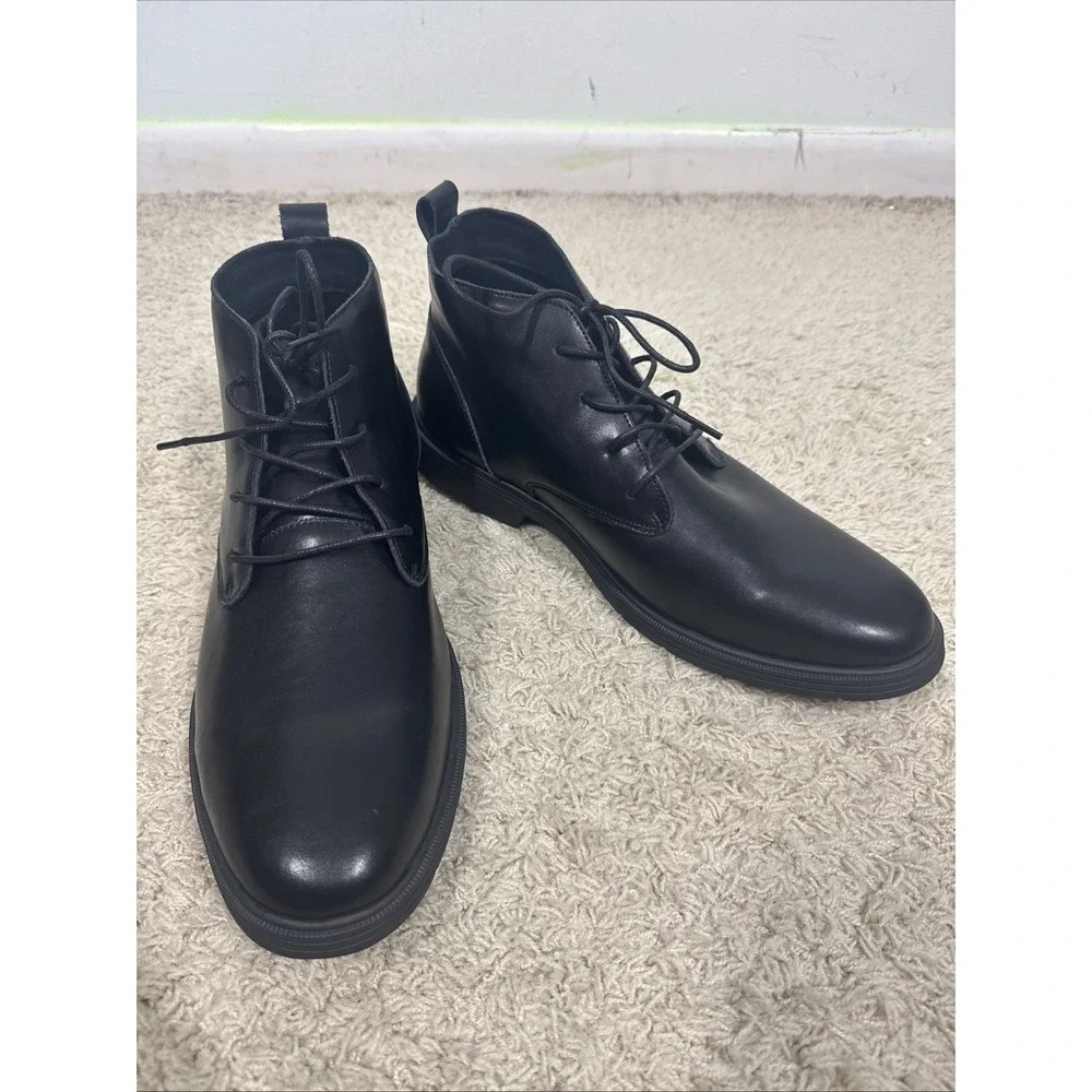 Orthocomfoot Black Orthopedic Leather Chukka Boots Mens 12M Arch Support Comfort